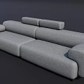 Gray Fabric Casual Sofa Set With Modular Design And Sleek Armrests 3d model