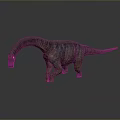 Realistic 3D Dinosaur Model With Long Neck Tail Gray Skin And Standing Pose