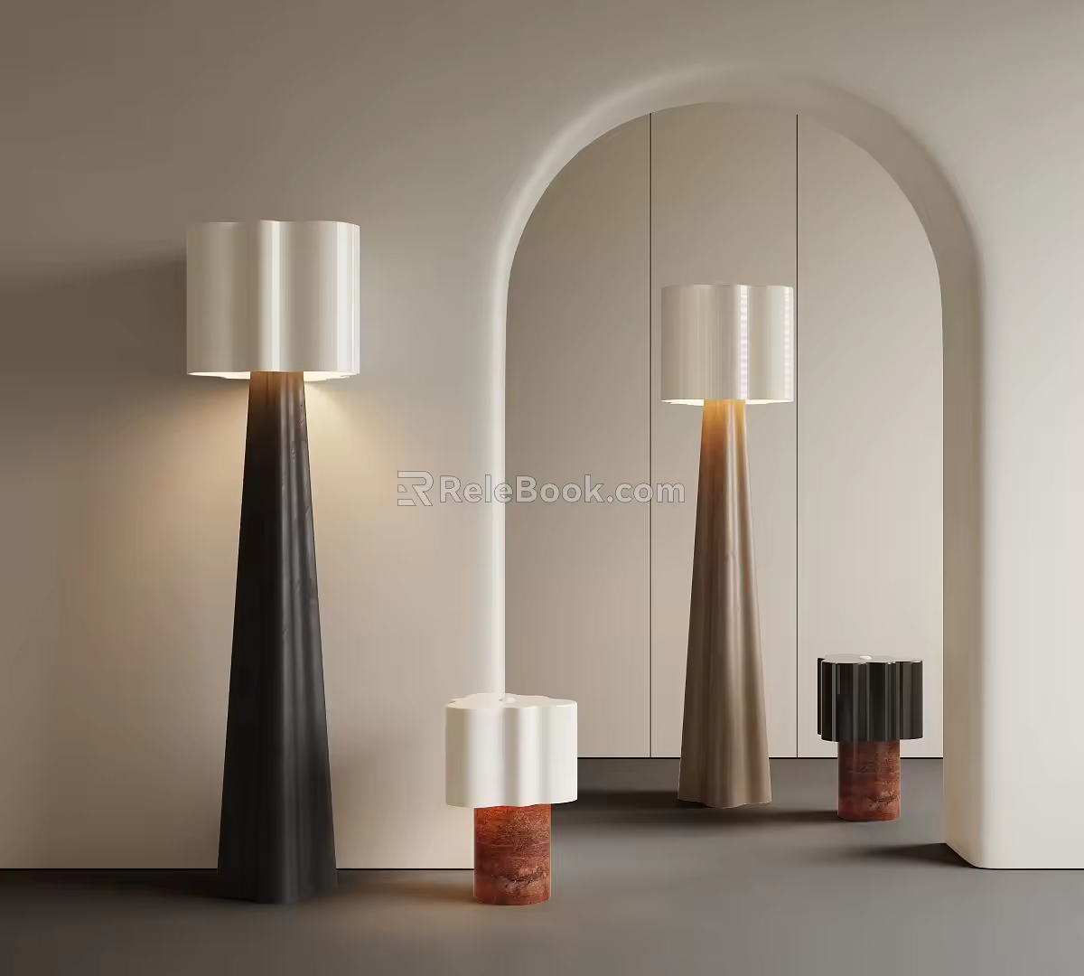 Modern lighting combination floor lamp table lamp 3d model