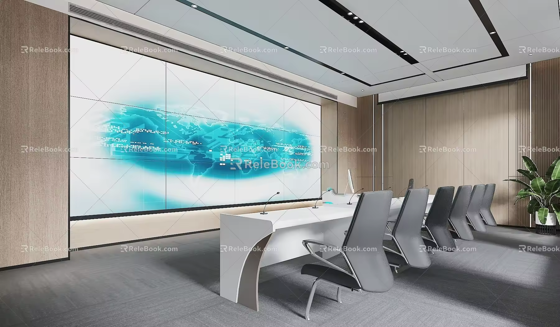 Command Room of Modern Monitoring Room 3d model