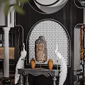 Vintage Luxury Living And Dining Room With Exquisite Carved Fireplace And Elegant Comfortable Furnishings