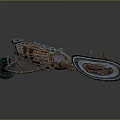 Industrial Design Motorcycle With Track Rear Wheel Metallic Body And Copper Green Details