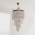 Unique Shaped Modern Chandelier with Multi layer White Stripes and Metal Frame 3d model