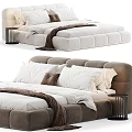 Modern Velvet Double Bed With Soft Pillows Cozy Blanket And Minimalist Nightstand