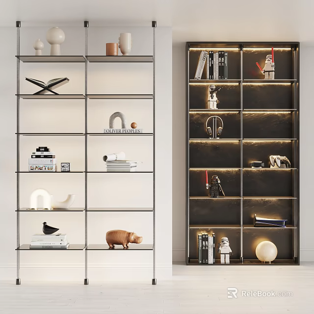 Modern Multi Tiered Shelf Unit With Lighting For Home Decor And Book 3d model
