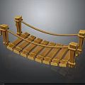 Rustic Wooden Footbridge Structure With Planks Rope Railings And Posts