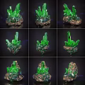 Natural Green Emerald Crystal Jewelry With Copper Base And Multiple Angles