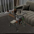 Transparent Acrylic Coffee Table With Wheels Vase Coffee Cup And Wine Bottles On Lower Shelf