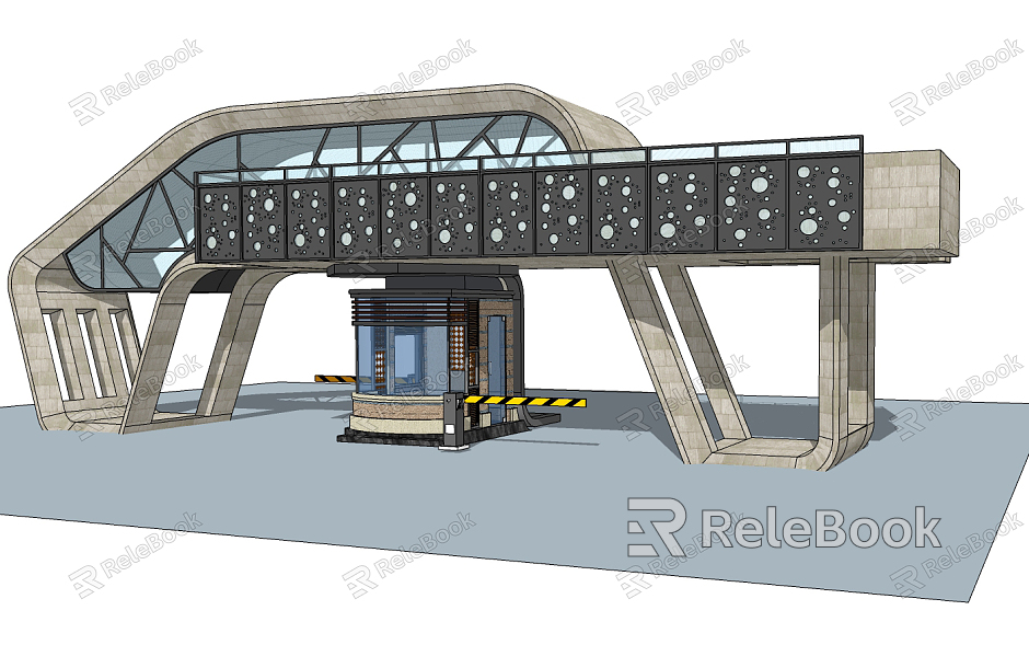 Modern gate entrance sentry box model