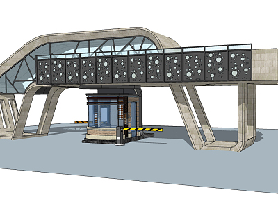 Modern gate entrance sentry box model