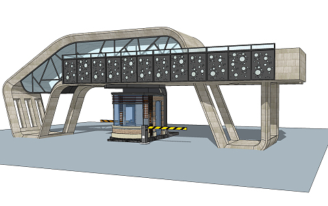Modern gate entrance sentry box 3d model