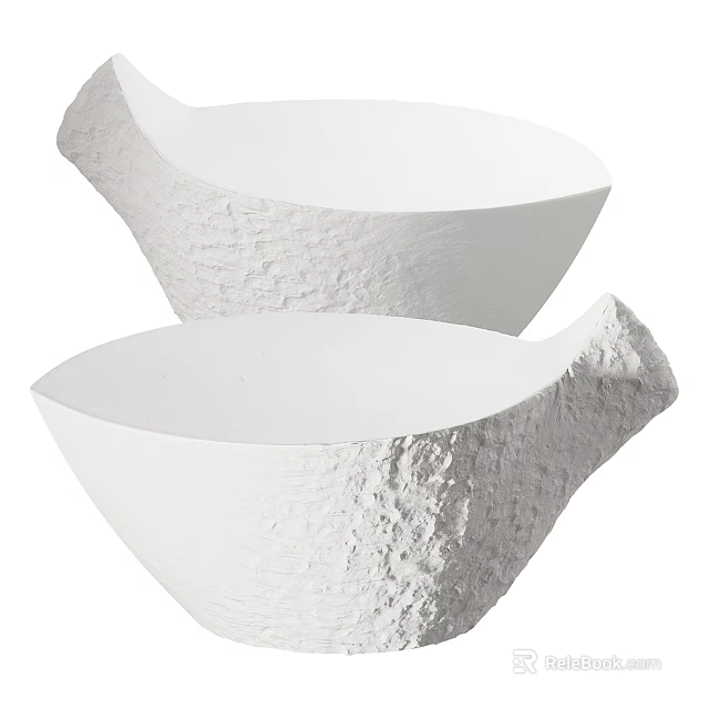 Modern White Coffee Tables Featuring Textured Surface And Unique Curved Design 3d model