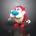 Cute Cartoon Character Creature With Red Body Blue Nose Pink Ears And White Belly
