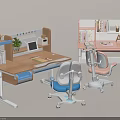 Adjustable Kids Desk With Bookshelf Storage And Ergonomic Chair For Study