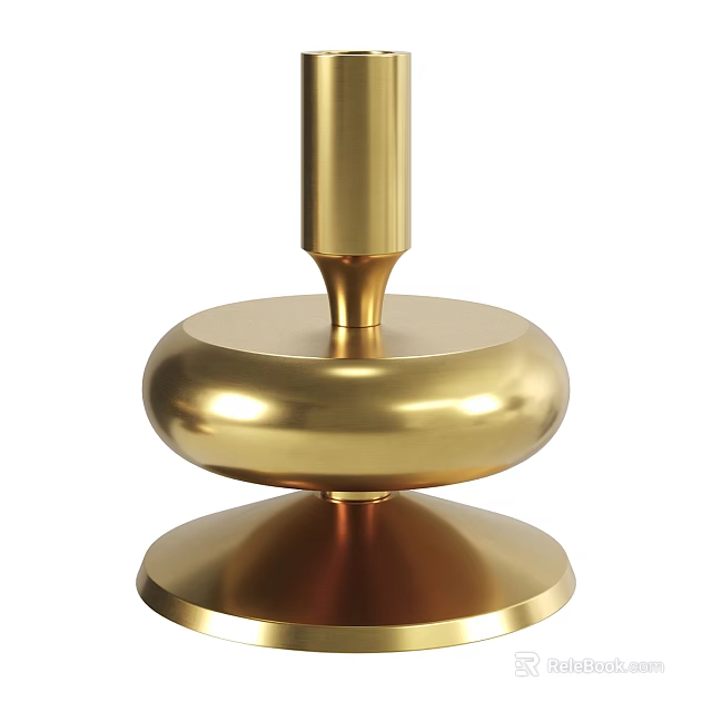 Golden Metallic Decorative Ornament Set With Minimalist Design And Double Base Structure 3d model 