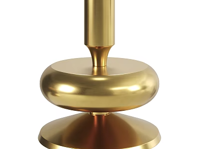 Golden Metallic Decorative Ornament Set With Minimalist Design And Double Base Structure 3d model