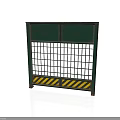Green Safety Barrier With Grid Structure And Yellow Black Warning Stripes