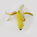 Ripe Fresh Peeled Banana On White Square Plate Ready To Eat