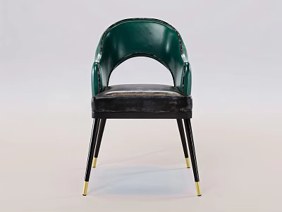 Modern Emerald Green Leather Leisure Chair With Black Leather Seat And Gold Accent Metal Legs 3d model