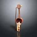Traditional Wooden String Instrument with Curved Body Strings and Bow Design