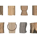 Log Low Stool Stakes Wooden Stool 3d model