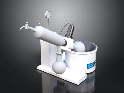 White Household Appliance With Round Top Curved Pipe Base Container And Blue Label 3d model