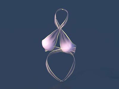 Elegant Pink Silk Women's Bra Featuring Crisscross Straps For Daily Use 3d model
