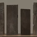 Rustic Wooden Planks with Natural Texture and Holes Leaning Against Wall