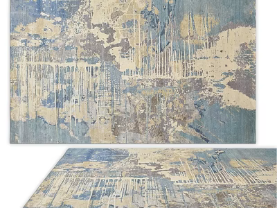 Square Rug with Blue and Beige Abstract Pattern for Modern Home Decor 3d model