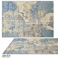 Square Rug with Blue and Beige Abstract Pattern for Modern Home Decor
