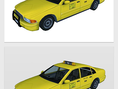 Yellow Taxi Car Featuring Roof Sign And Door Labels 3d model