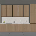 Modern Kitchen Interior With Wooden Cabinets White Countertop Sink And Oven