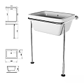 Modern White Washbasin With Chrome Stand And Technical Design Features 3d model