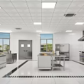 Commercial Kitchen Interior With Stainless Steel Equipment Vegetable Rack And White Walls