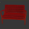 Modern Teal Upholstered Pleated Sofa With Orange Metal Armrests And Legs