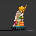 Colorful Ganesha Statue On Round Gray Decorative Display Stand For Home