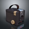 Vintage Portable Electric Computer Projector With Black Body Brown Handle And Beige Knobs 3d model