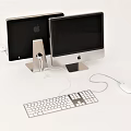 Two Apple iMac Desktop Computers With Display Screens Keyboard And Mouse 3d model