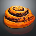 Freshly Baked Cinnamon Roll With Swirled Filling And Golden Crusty Surface