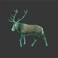 Brown Deer With Large Antlers Standing On Neutral Gray Background