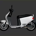 Modern Electric Scooter With White Gray Body Black Seat Red Taillight And Mirrors