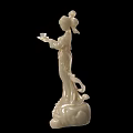 Two White Female Figurine Ornament Set Holding Trays with Lotus Base Decorations