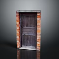 Vintage Wooden Door With Red Brick Frame And Classic Design Structure