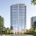 Modern High Rise Residential Building With Glass Windows And Trees Around