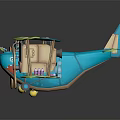 Colorful Cosmic Biplane Toy with Blue Green Design Wooden Parts and Cartoon Face for Kids