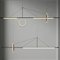 Modern Geometric Pendant Light Fixture With Circular Rings And Linear Light Bars