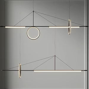 Chandelier Metal Strip Chandelier Restaurant Chandelier Office Chandelier Study Room Chandelier Reception Desk Chandelier 3d model