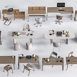 Desk and Chair Combination Study Desk and Chair Office Desk and Chair 3d model