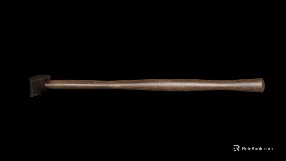 Wooden Component With Metal Head And Long Smooth Handle Design Features 3d model 