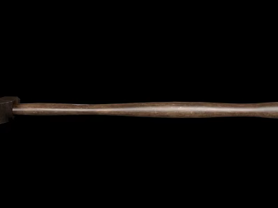 Wooden Component With Metal Head And Long Smooth Handle Design Features 3d model